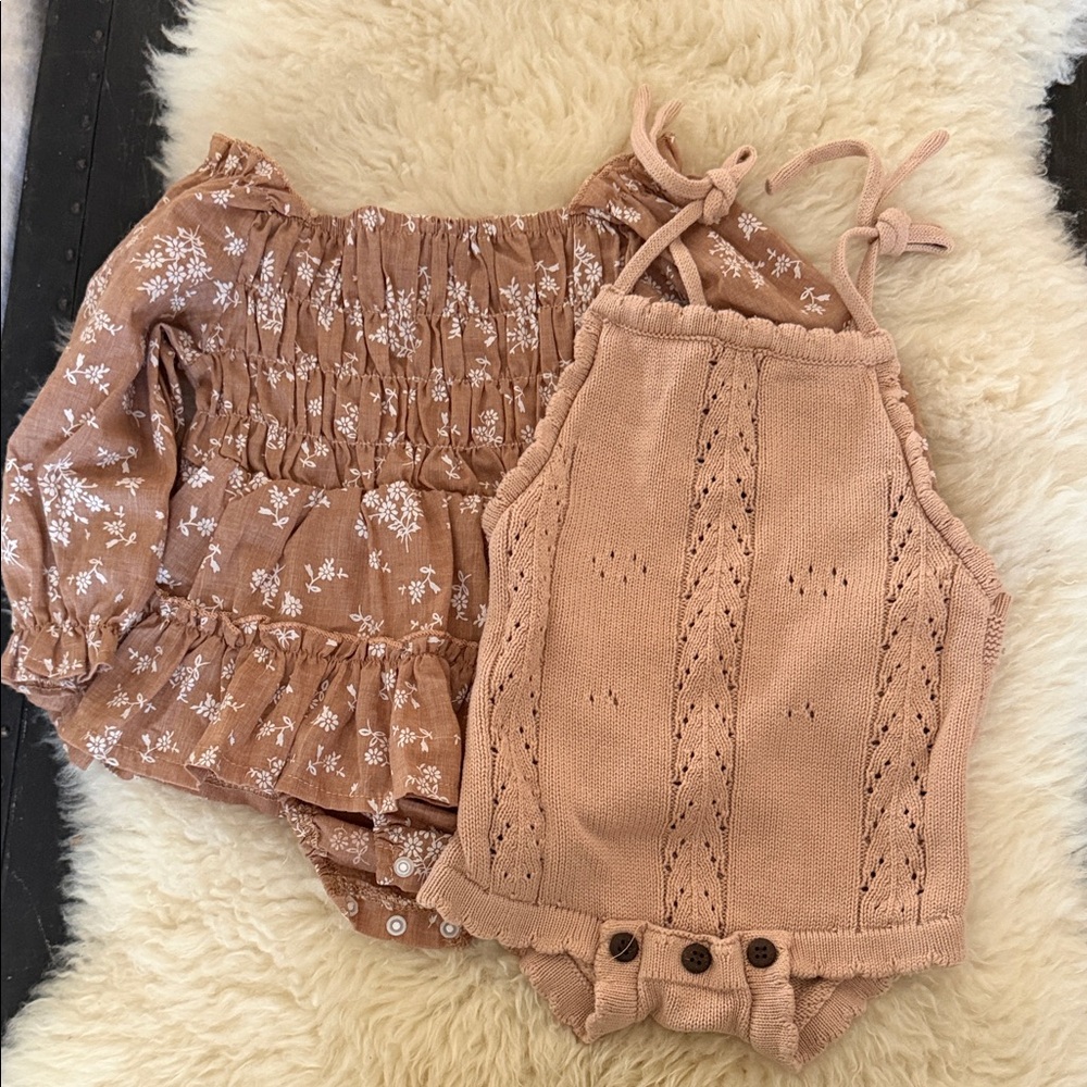 Charming Floral and Knit Kids Bodysuit Set